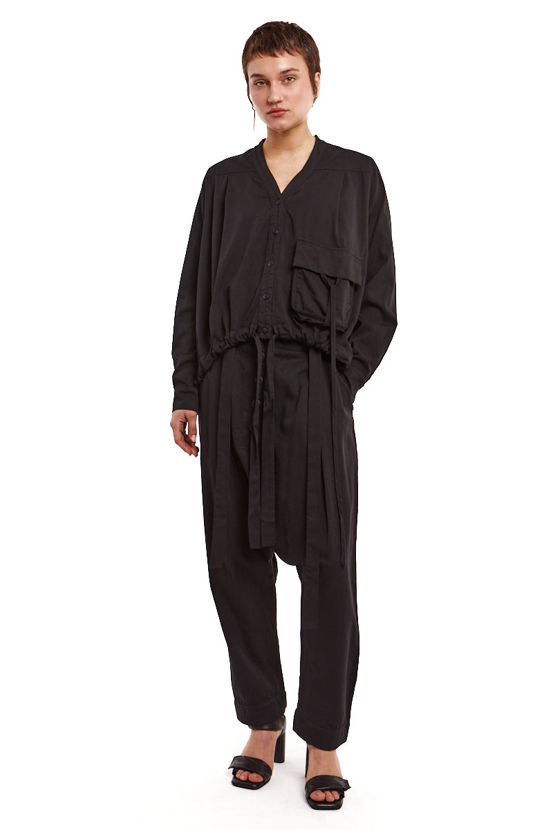 BLACK BLOUSE CARDIGAN