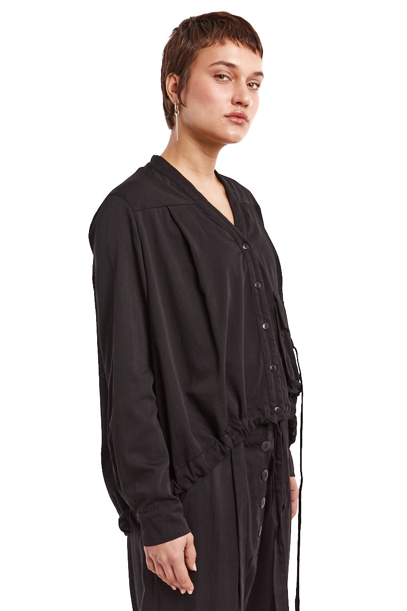 BLACK BLOUSE CARDIGAN