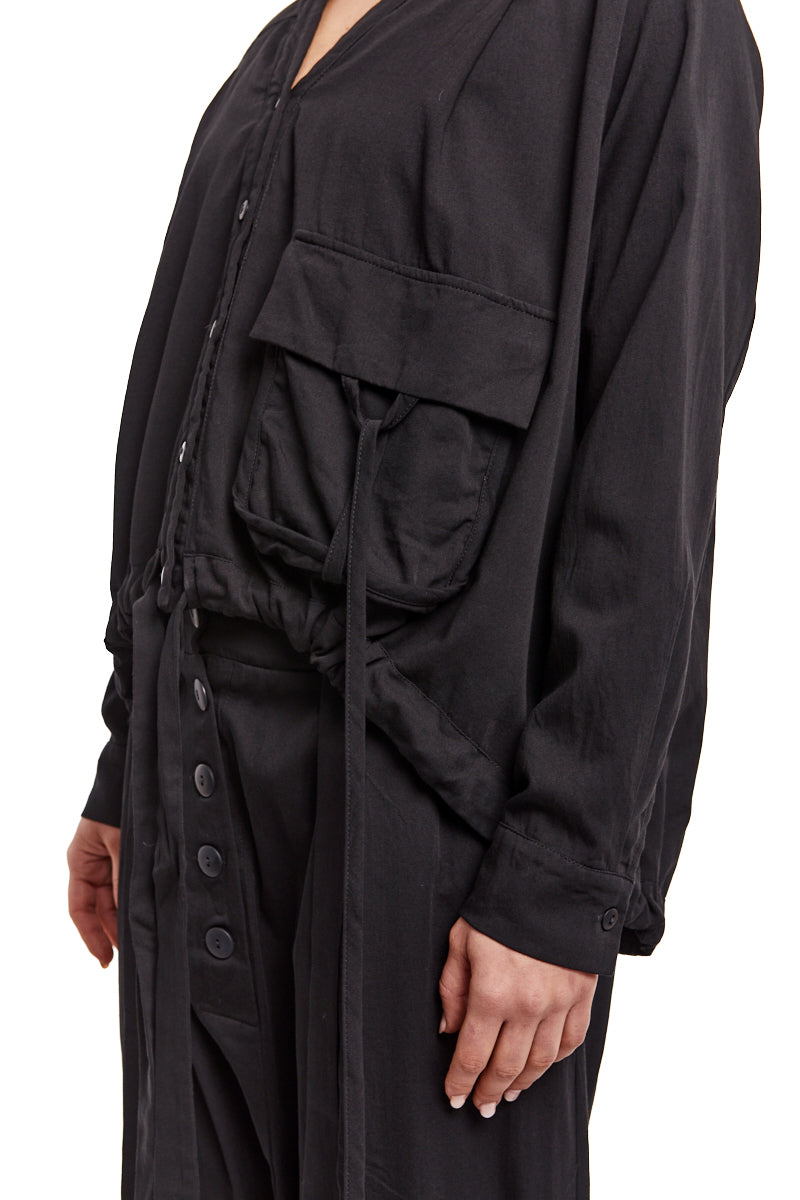 BLACK BLOUSE CARDIGAN