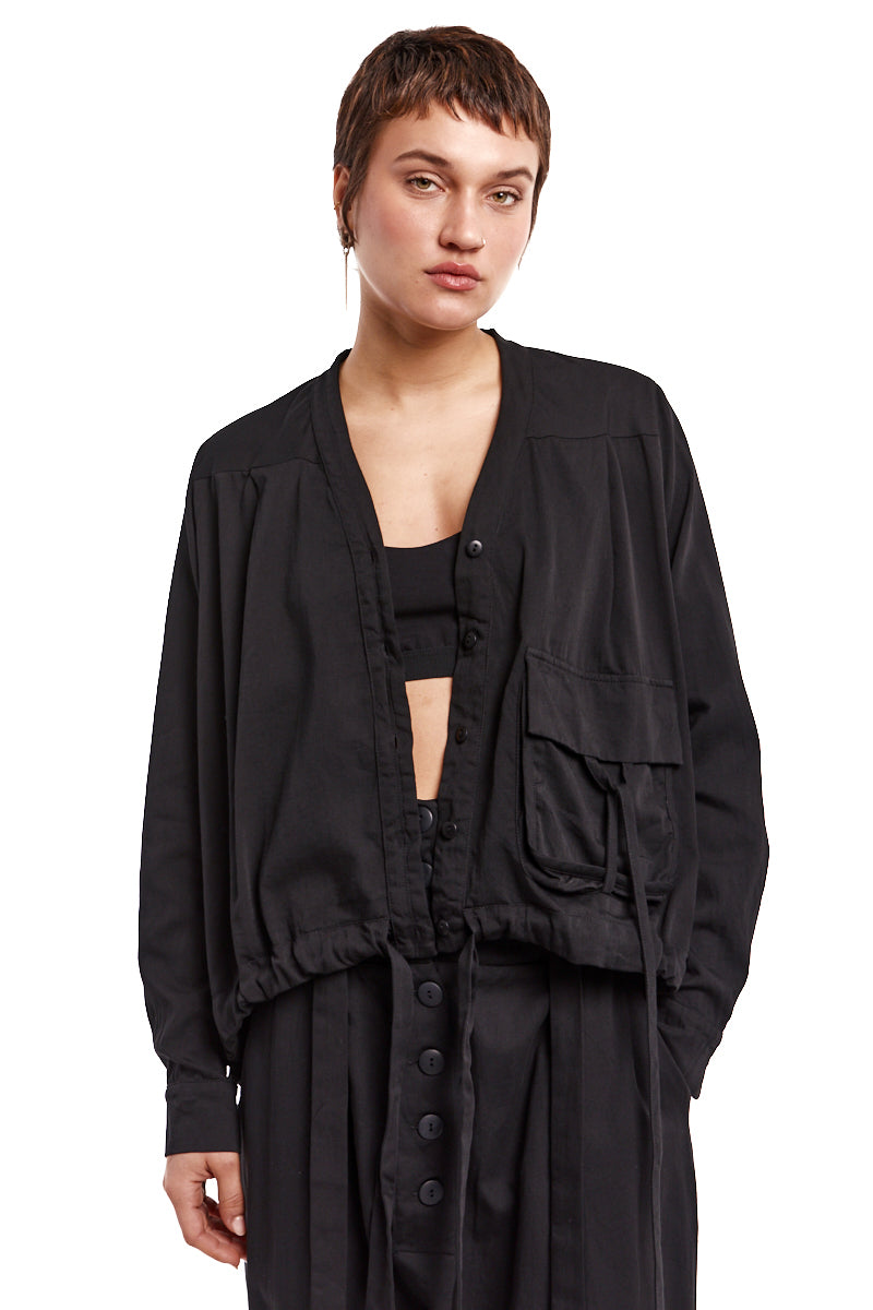 BLACK BLOUSE CARDIGAN