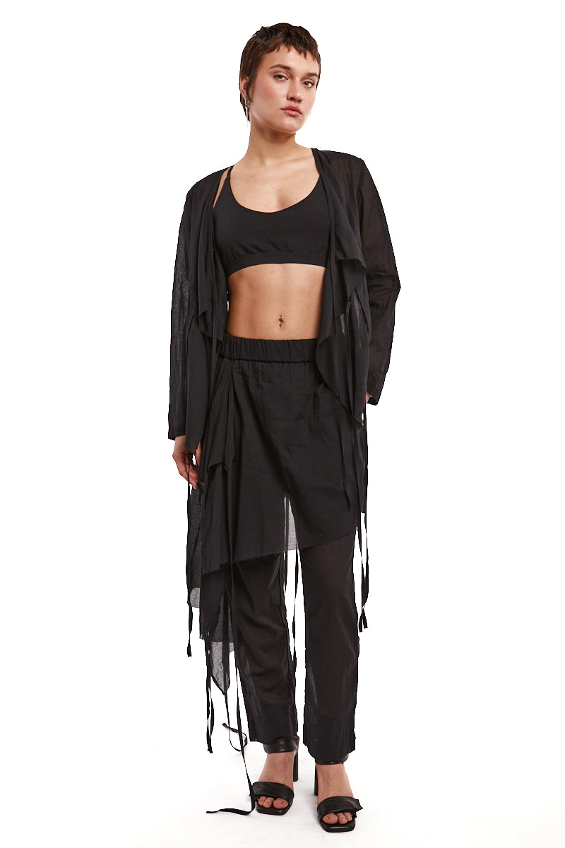 BLACK LIGHTWEIGHT SHORT CARDIGAN