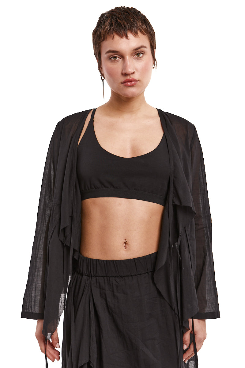 BLACK LIGHTWEIGHT SHORT CARDIGAN