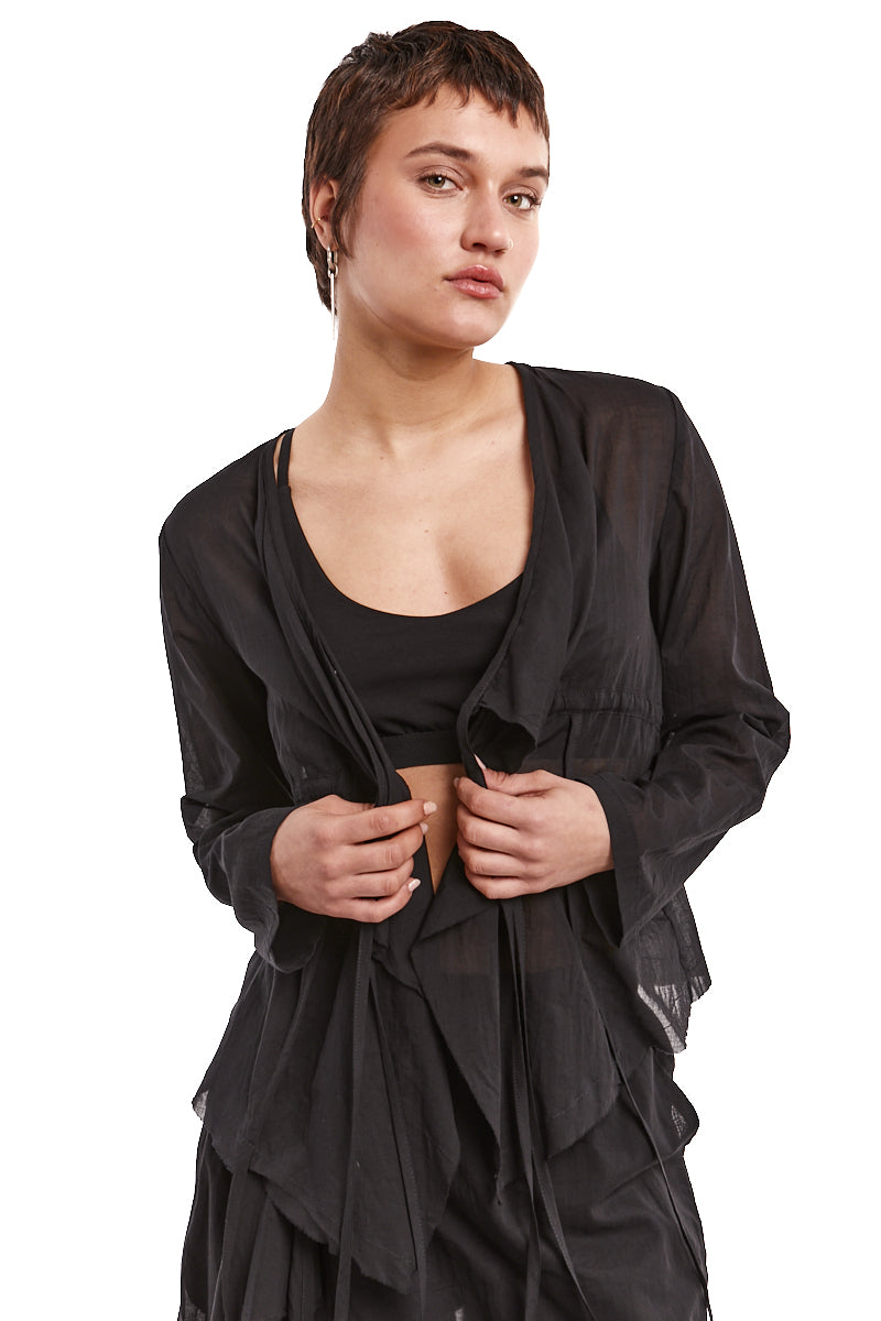 BLACK LIGHTWEIGHT SHORT CARDIGAN