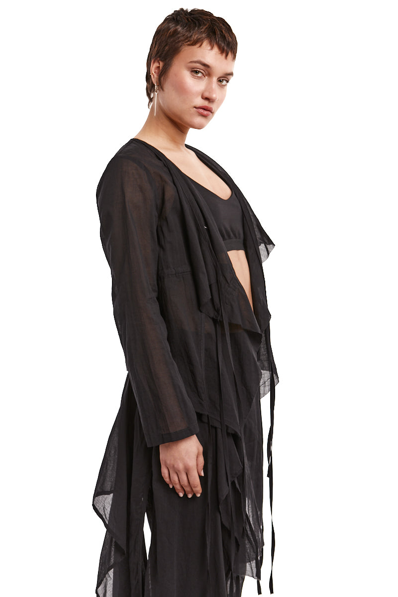 BLACK LIGHTWEIGHT SHORT CARDIGAN