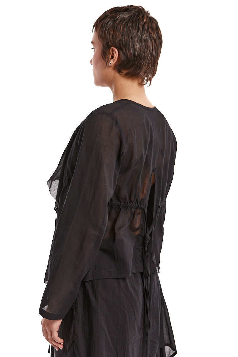 BLACK LIGHTWEIGHT SHORT CARDIGAN