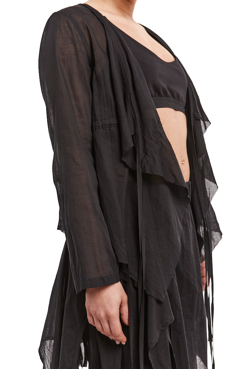 BLACK LIGHTWEIGHT SHORT CARDIGAN