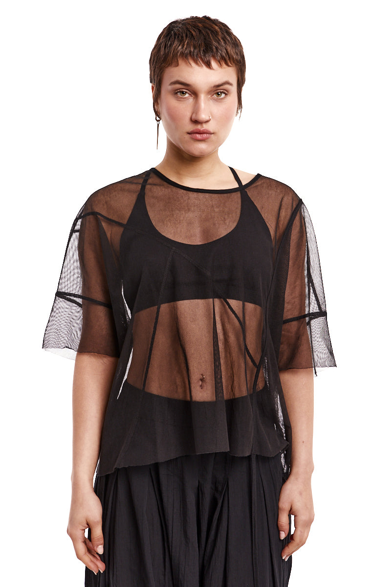 BLACK SOFT MESH TOP