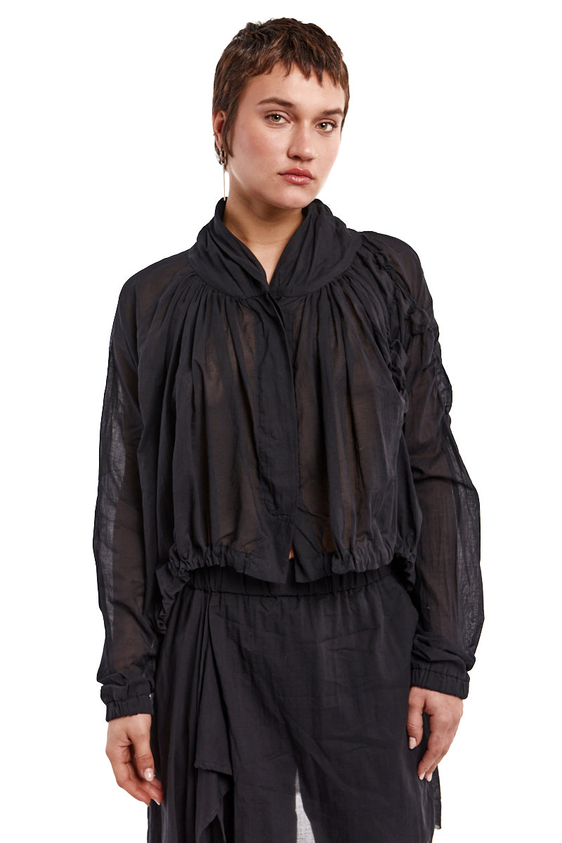 BLACK LIGHTWEIGHT SHIRT CARDIGAN