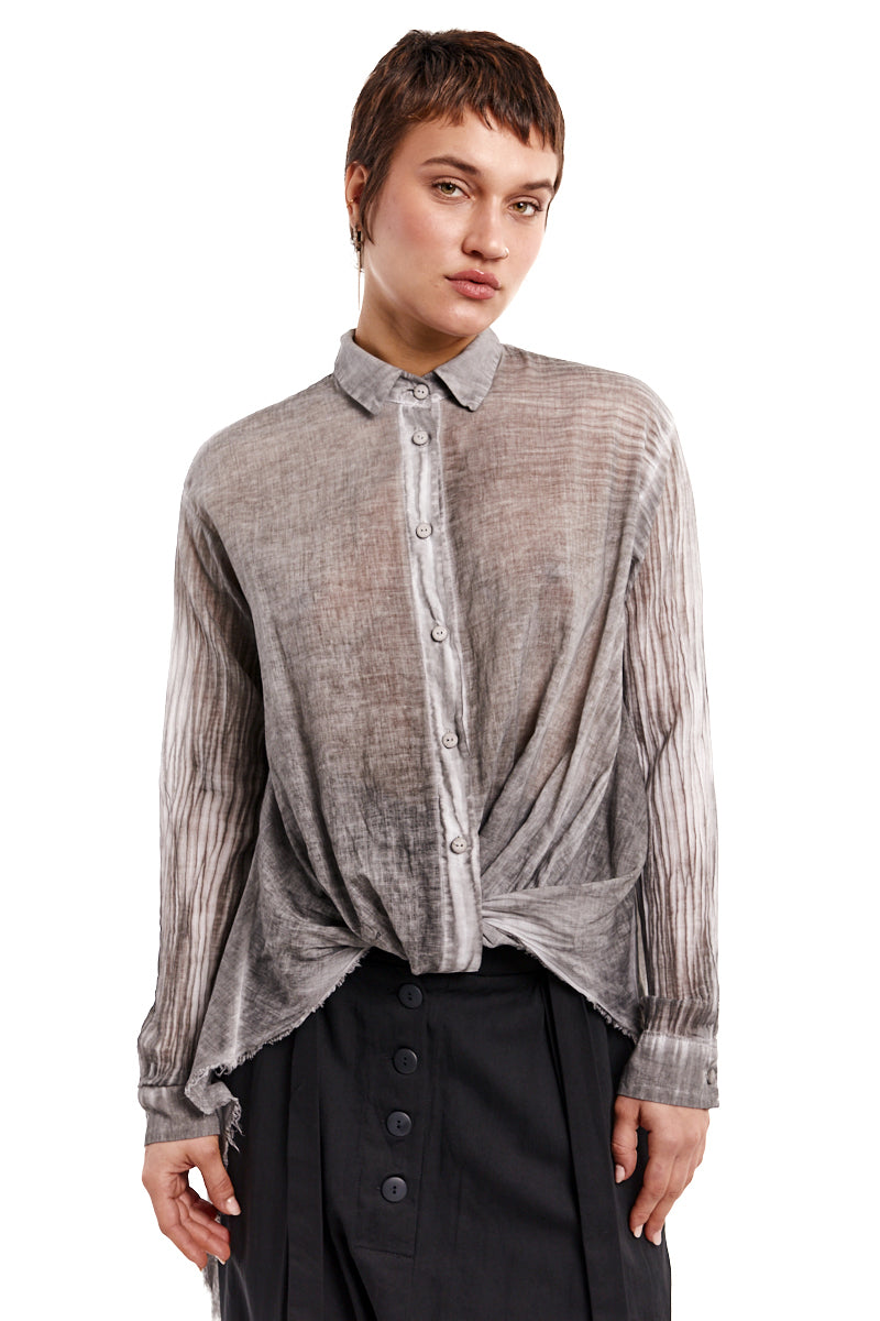 GREY OLD DYED LIGHTWEIGHT COTTON VOILE TOP