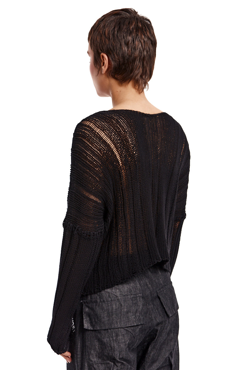 BLACK STRUCTURED KNITTED TOP