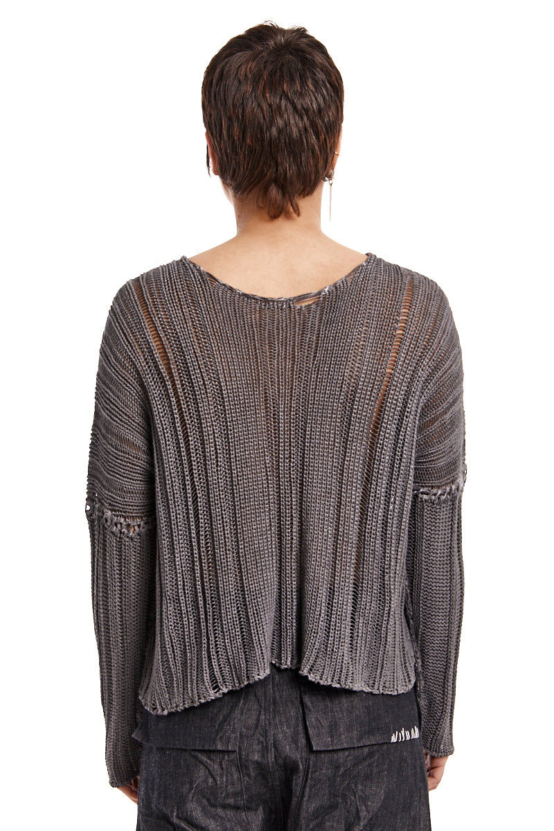 GREY OLD DYED STRUCTURED KNITTED TOP