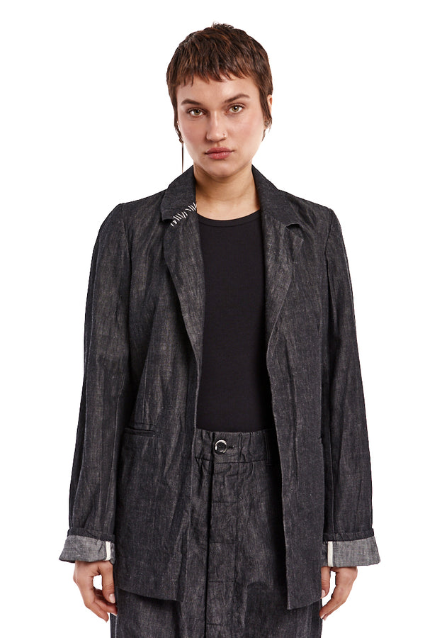 Studio B3 | Shop Online | SS25 | Graphite Wrinkled Denim Jacket ...