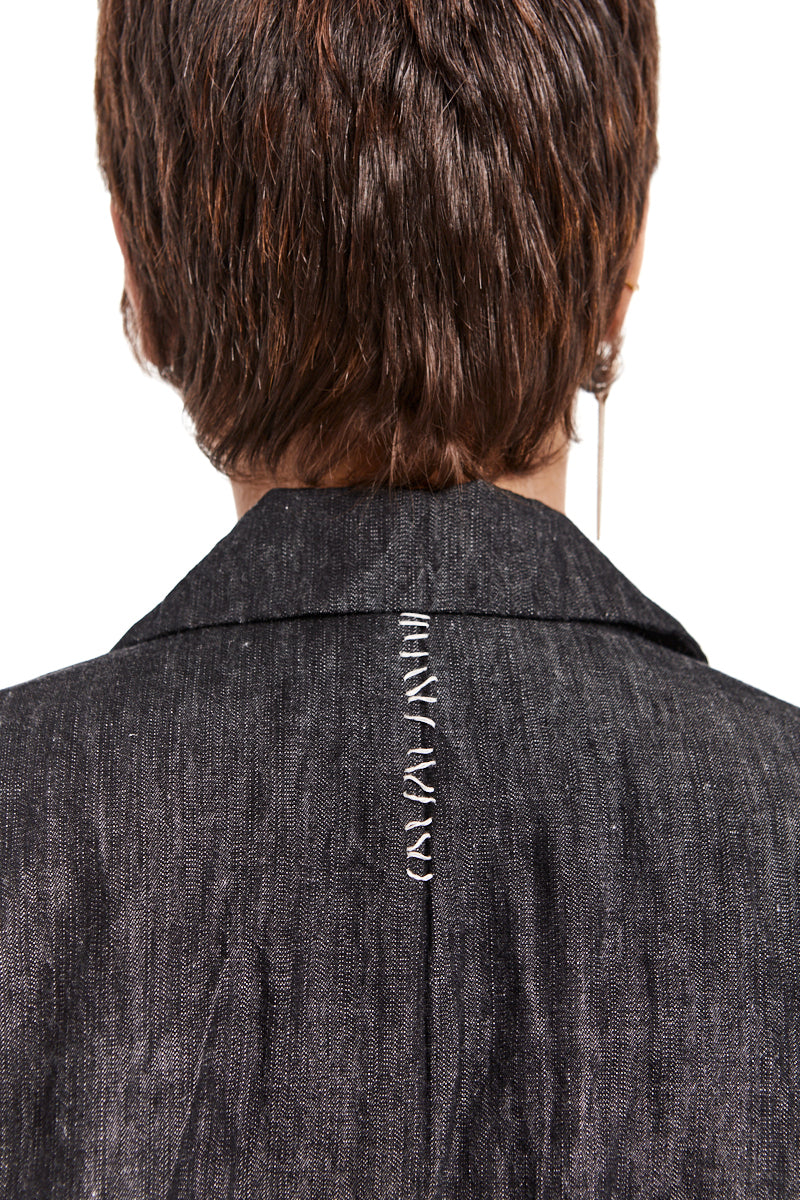 GRAPHITE WRINKLED TEXTURED DENIM JACKET