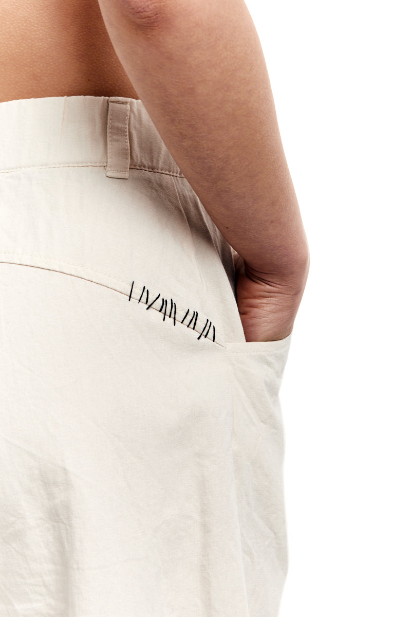 CREAM WIDE LEG DENIM PANTS