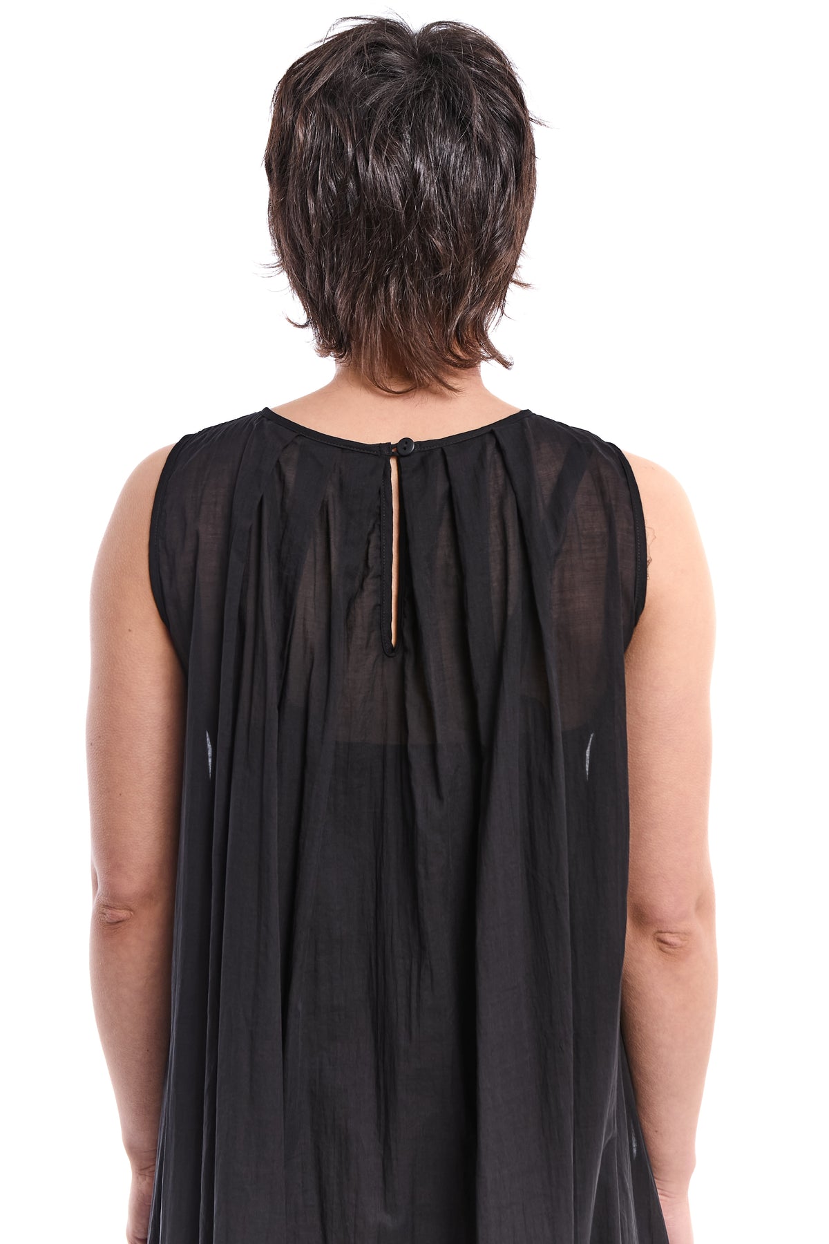 BLACK RAW VOILE MAXI DRESS