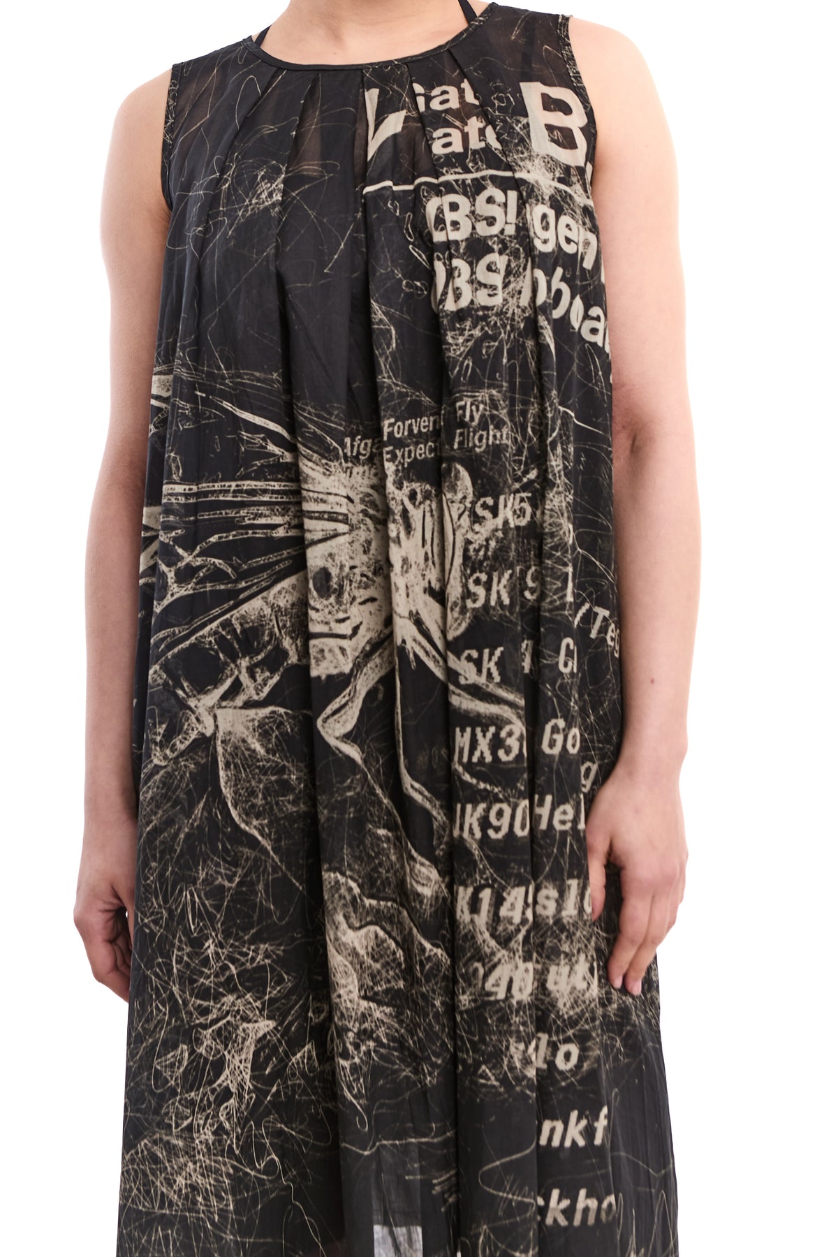 PRINTED RAW VOILE MAXI DRESS