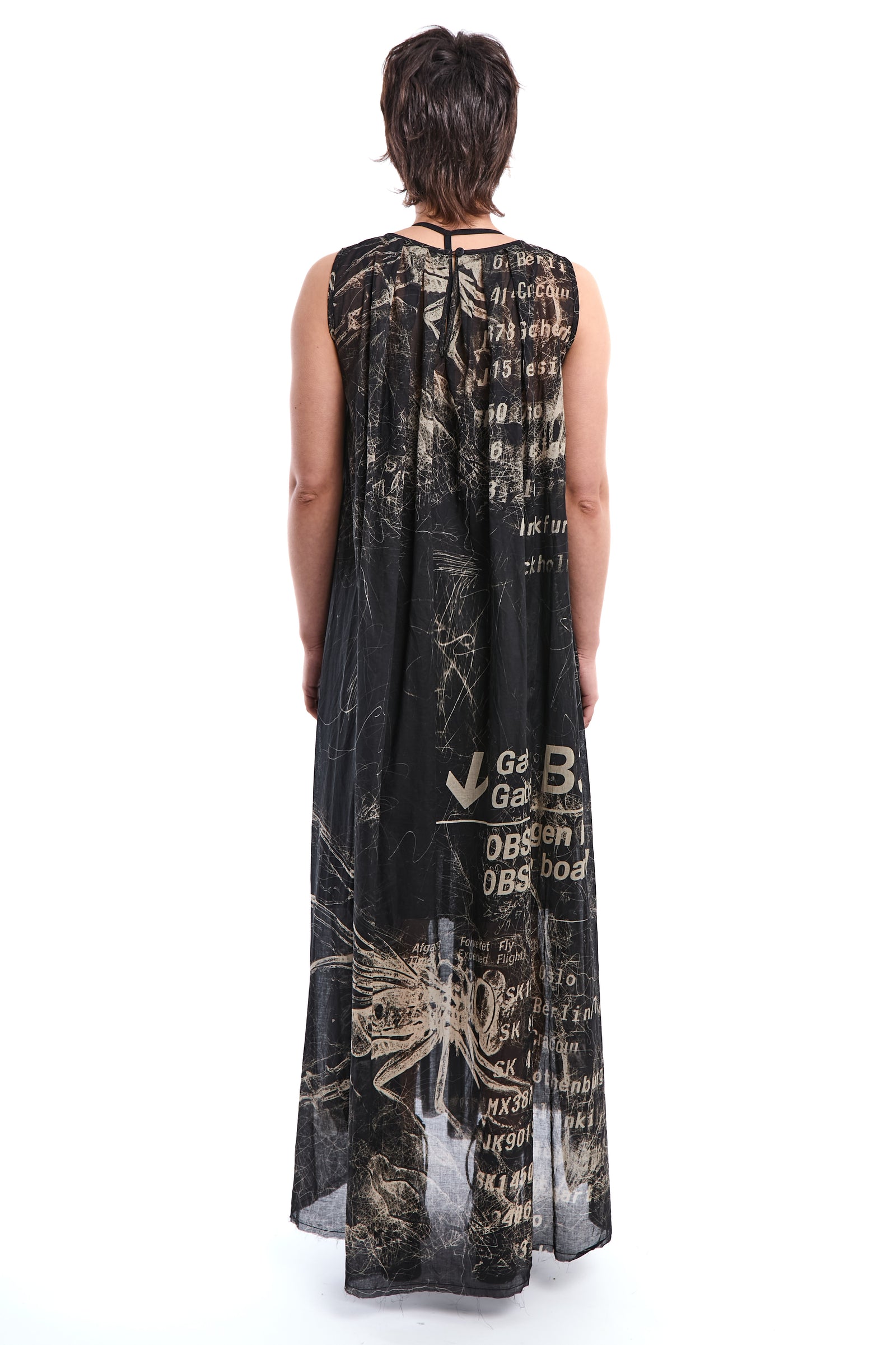 PRINTED RAW VOILE MAXI DRESS
