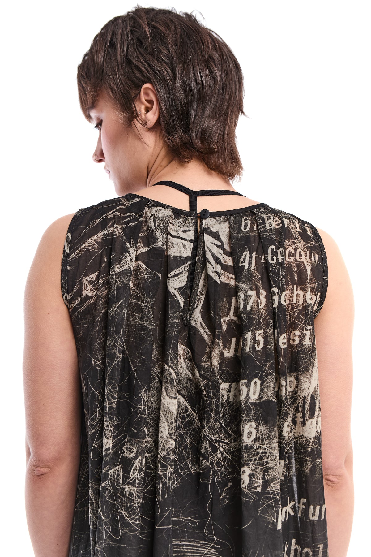 PRINTED RAW VOILE MAXI DRESS