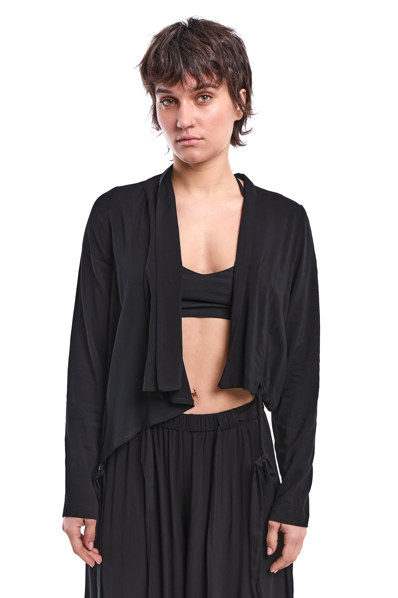 BLACK CINCH ASYMMETRIC BLAZER