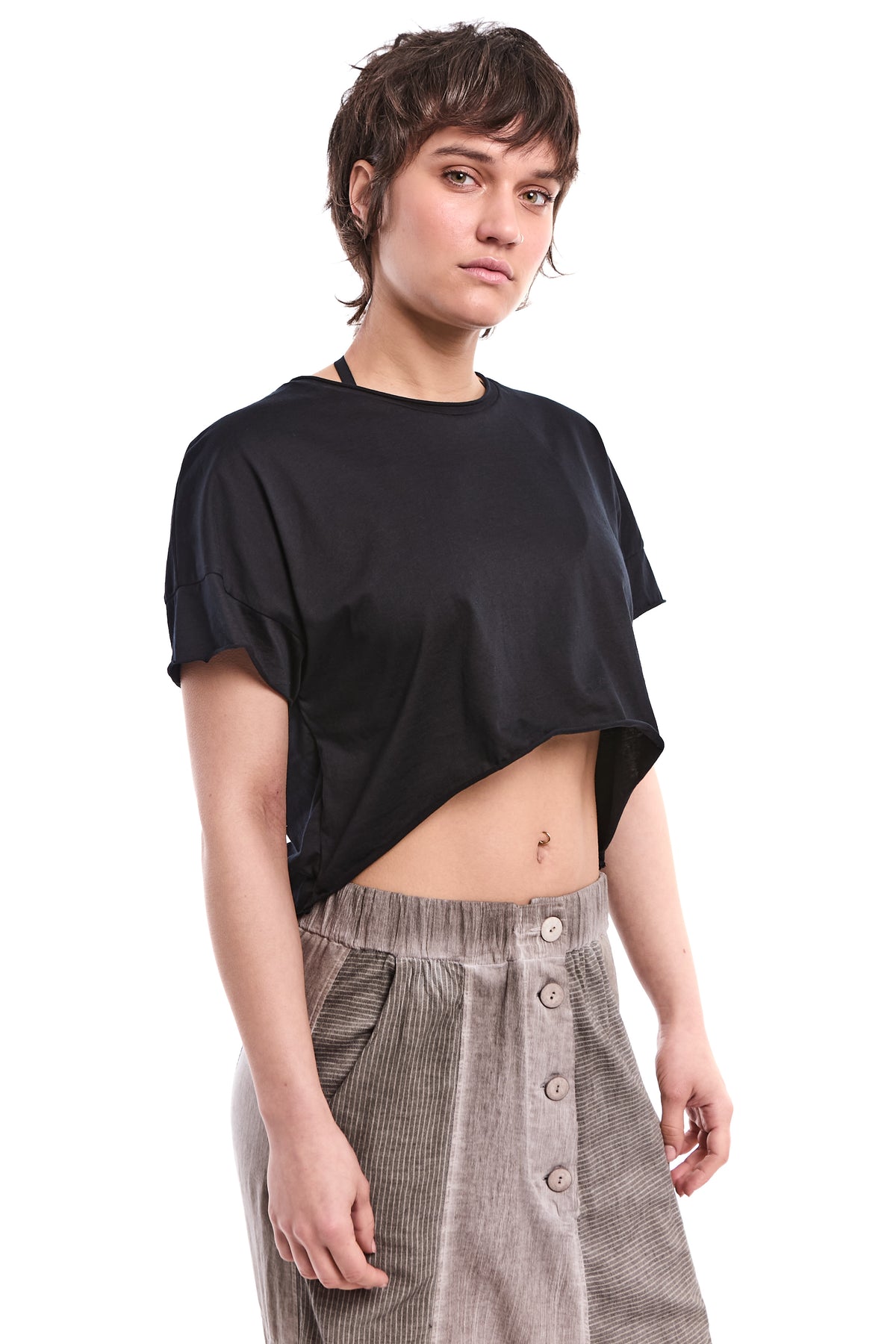 BLACK SOFT JERSEY CROP TOP