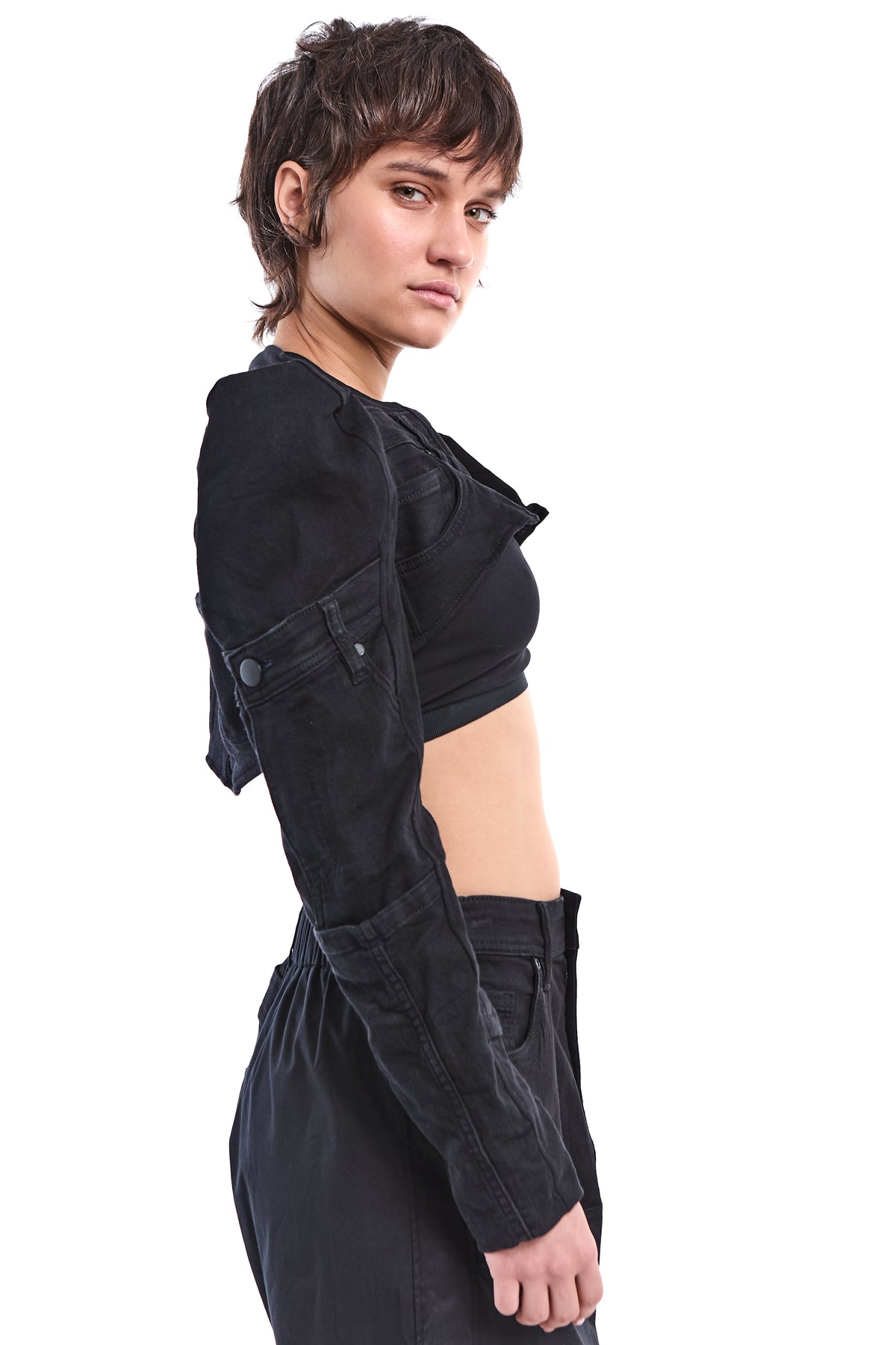 BLACK FRAGMENT RECONSTRUCTED DENIM JACKET