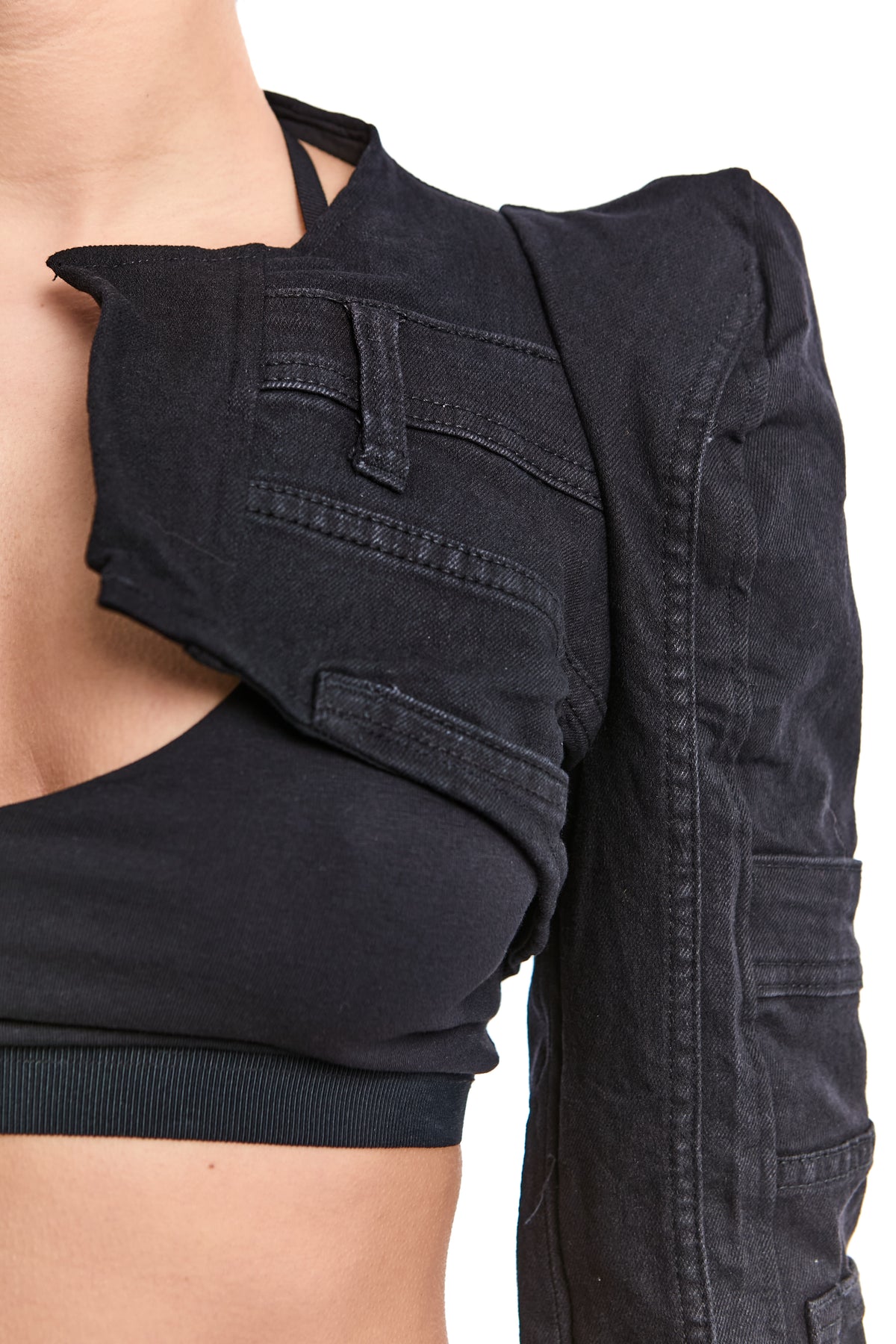 BLACK FRAGMENT RECONSTRUCTED DENIM JACKET