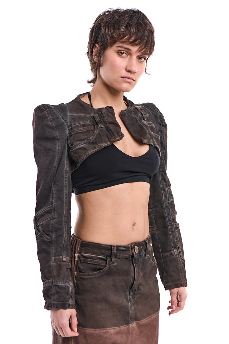 COPPER FRAGMENT RECONSTRUCTED DENIM JACKET