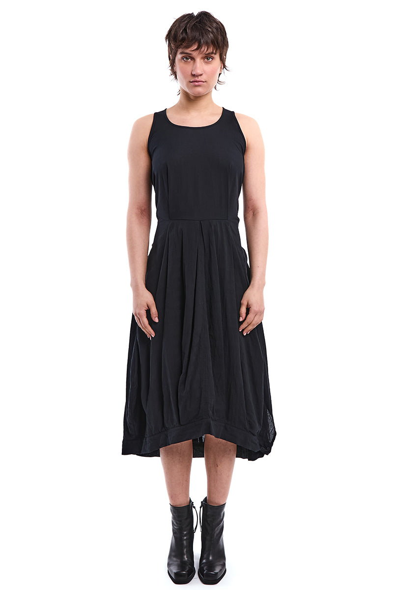 BLACK SLEEVE-TIE DECONSTRUCTED DRESS