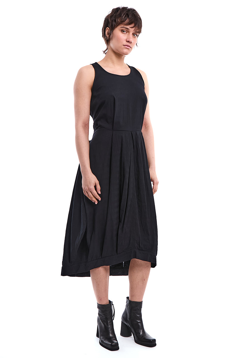 BLACK SLEEVE-TIE DECONSTRUCTED DRESS