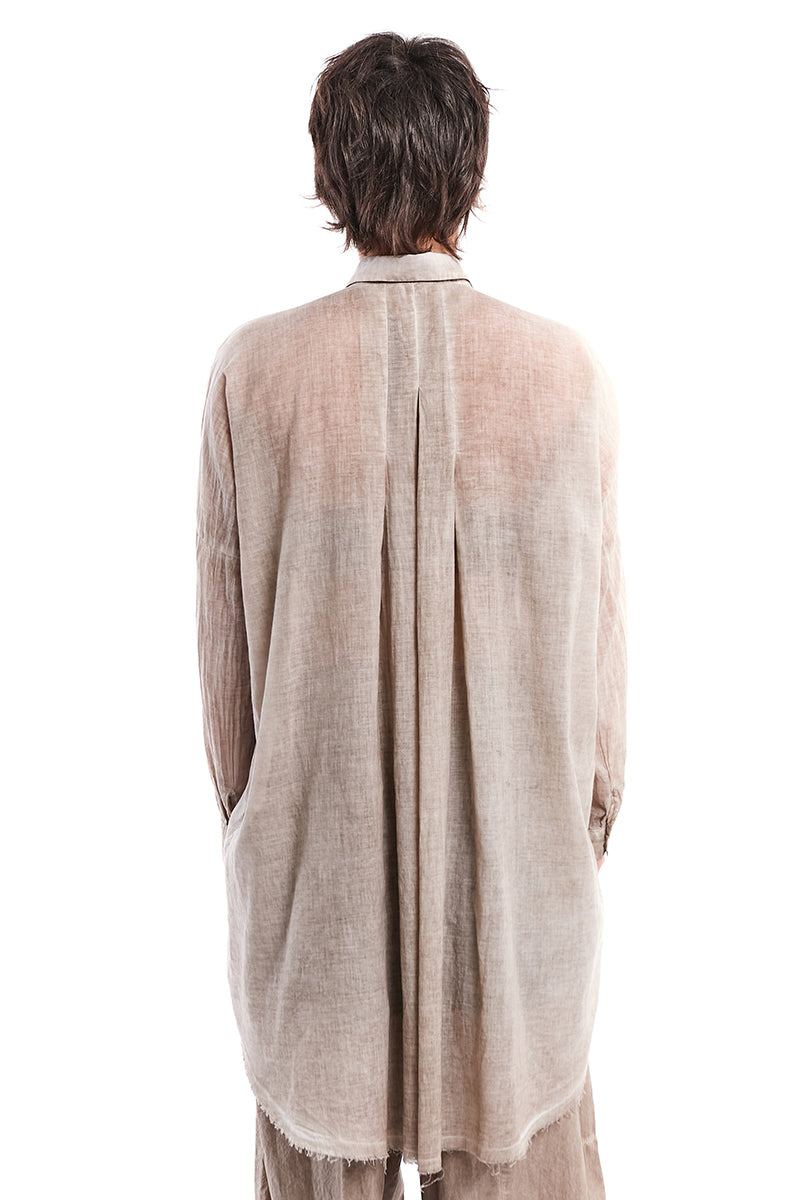 SAND OLD DYED VOLUMINOUS A-LINE VOILE SHIRT