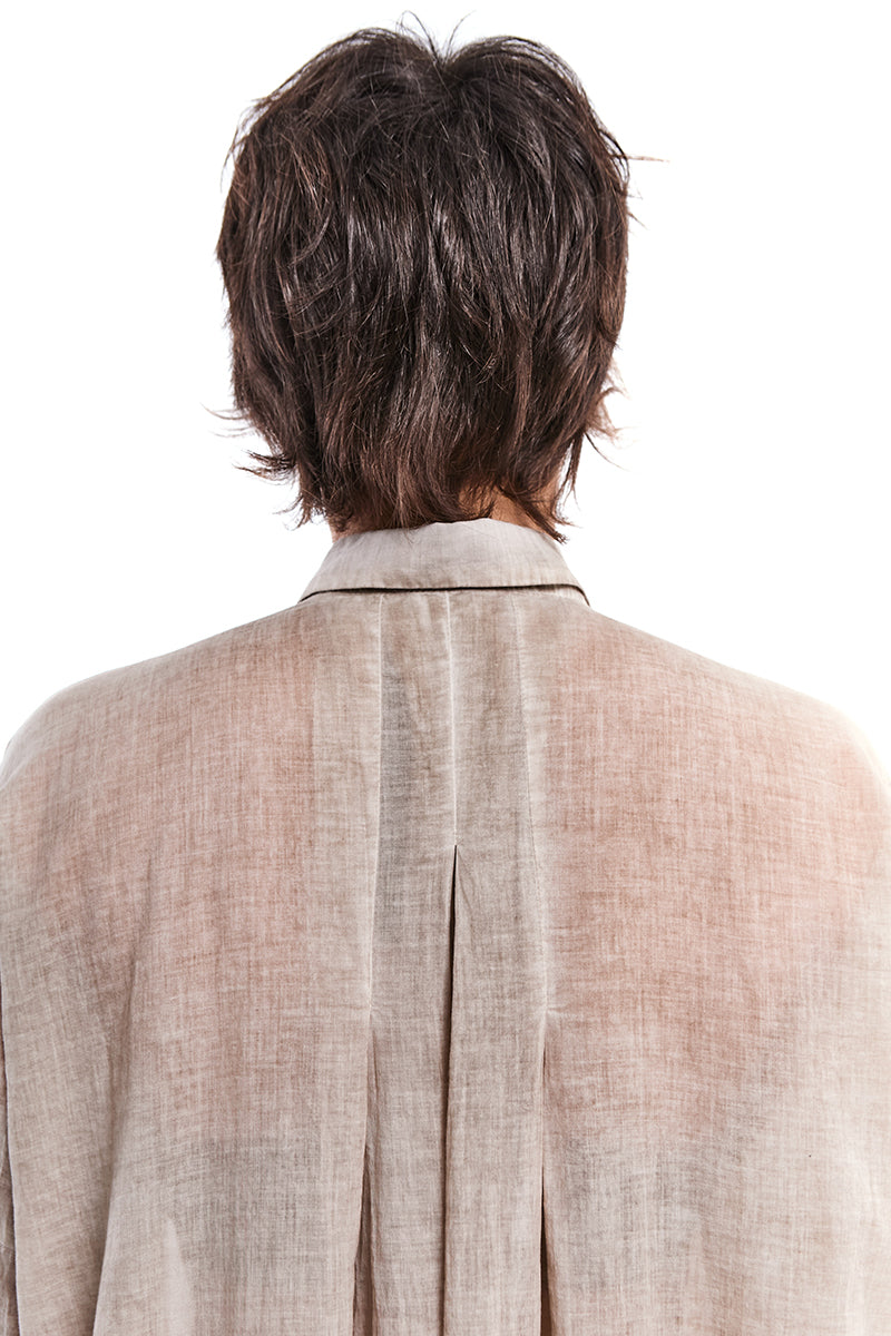 SAND OLD DYED VOLUMINOUS A-LINE VOILE SHIRT