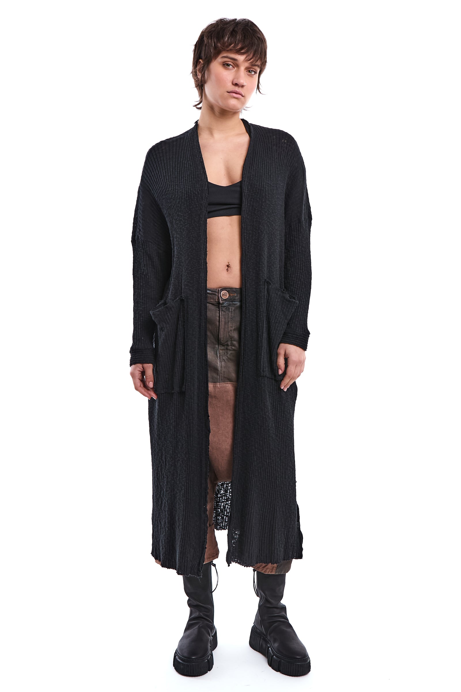DECONSTRUCTED LATERAL SLIT CARDIGAN