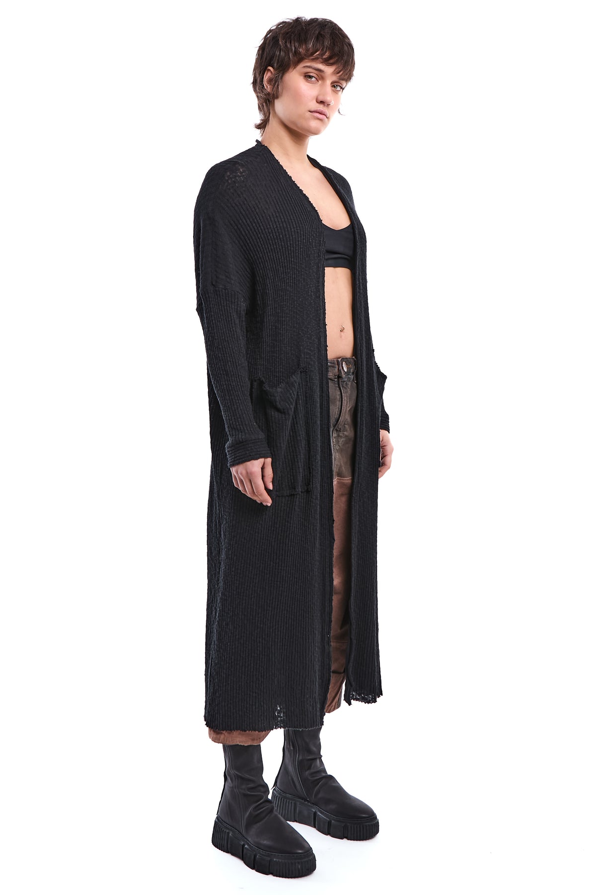 DECONSTRUCTED LATERAL SLIT CARDIGAN