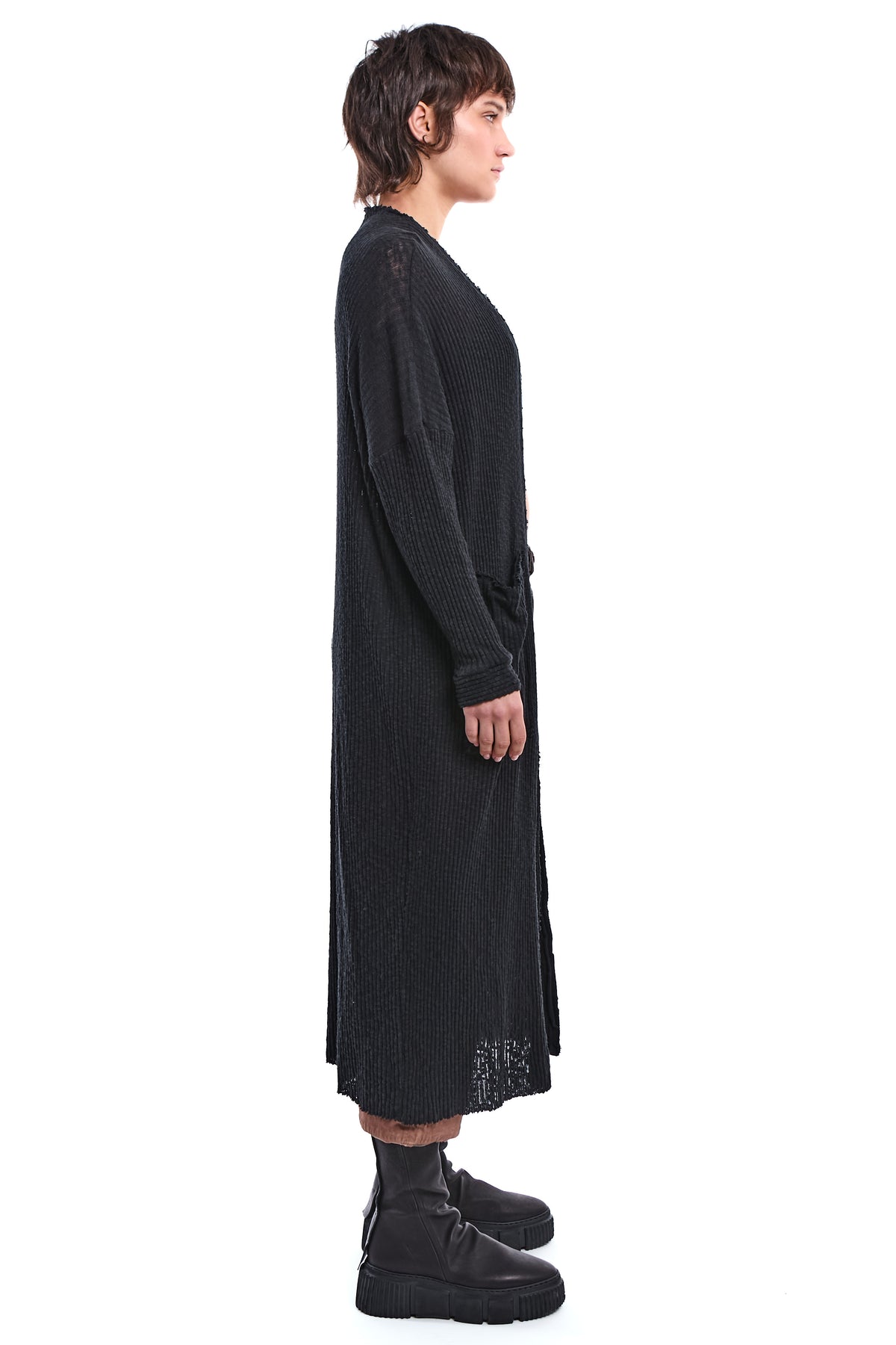 DECONSTRUCTED LATERAL SLIT CARDIGAN