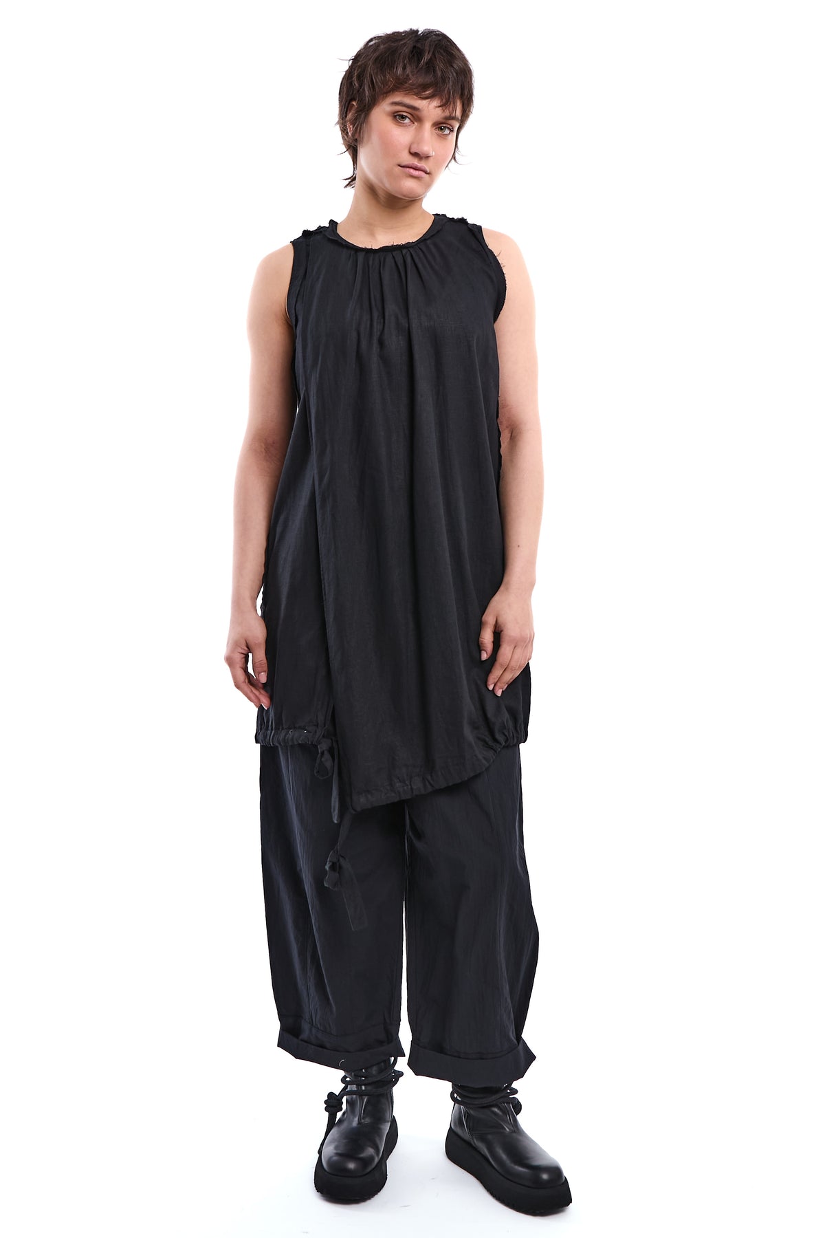 OVERLAP BAMBOO-LINEN TUNIC
