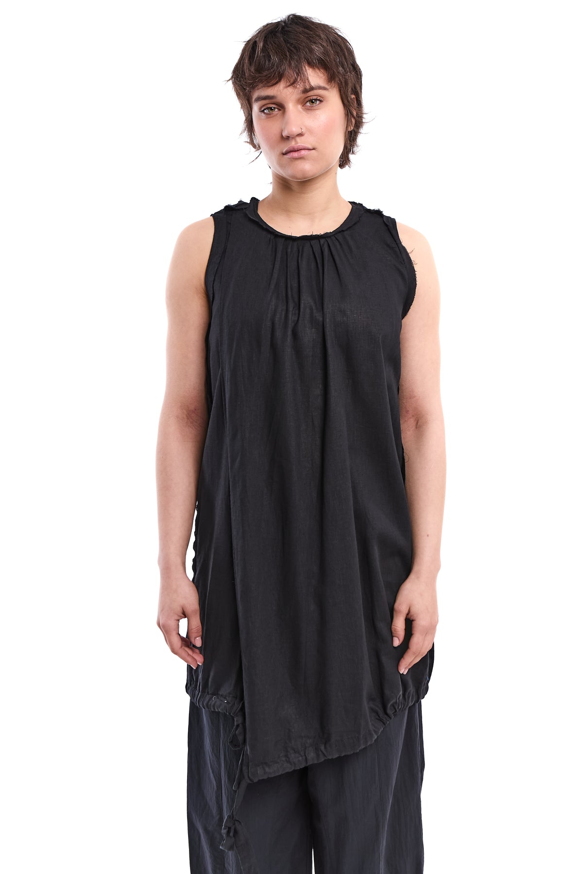 OVERLAP BAMBOO-LINEN TUNIC