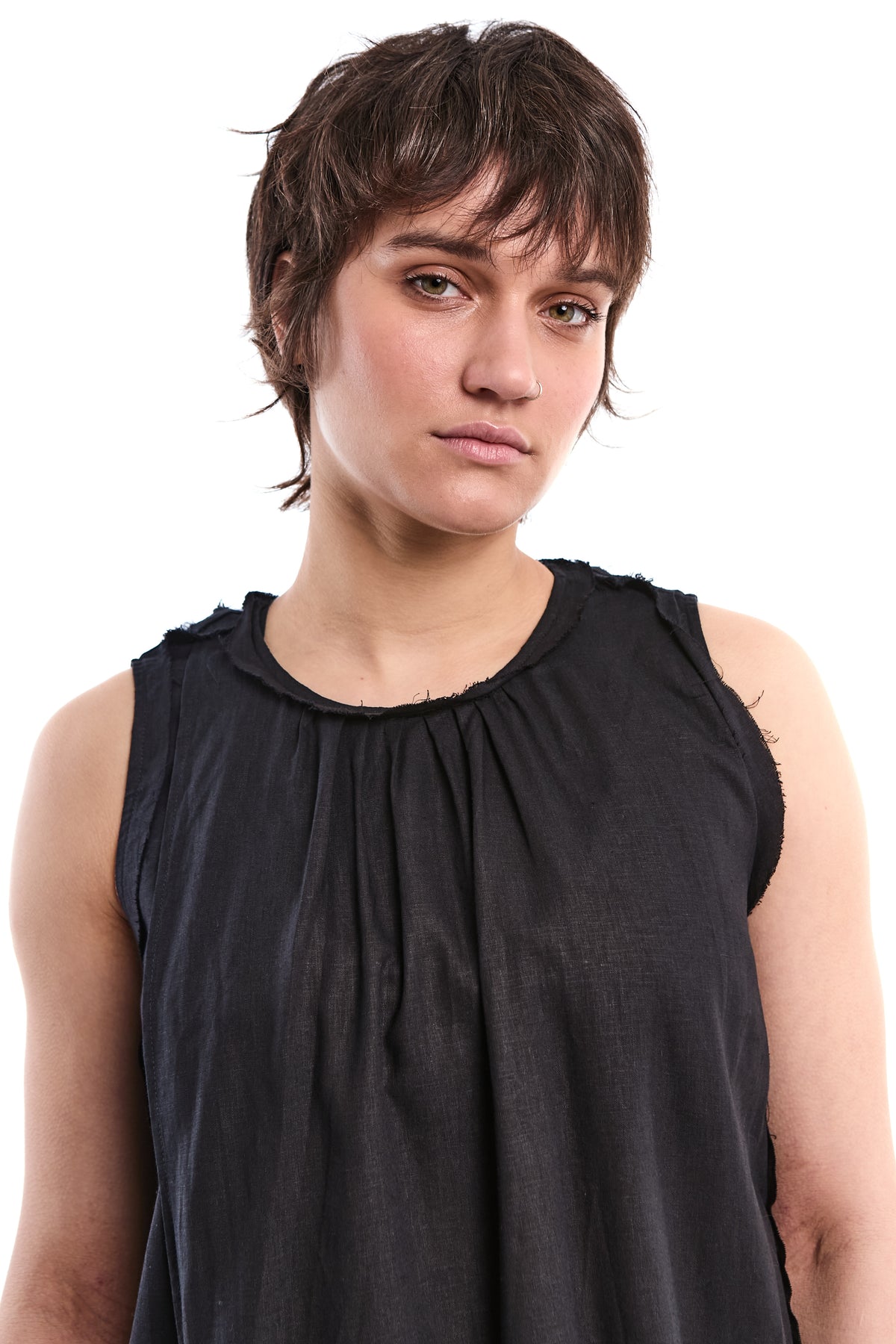 OVERLAP BAMBOO-LINEN TUNIC