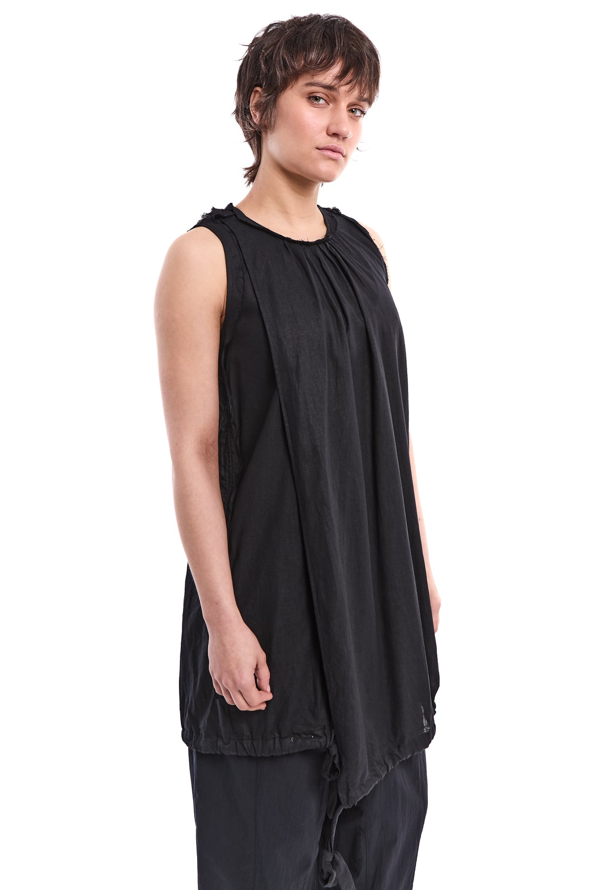 OVERLAP BAMBOO-LINEN TUNIC