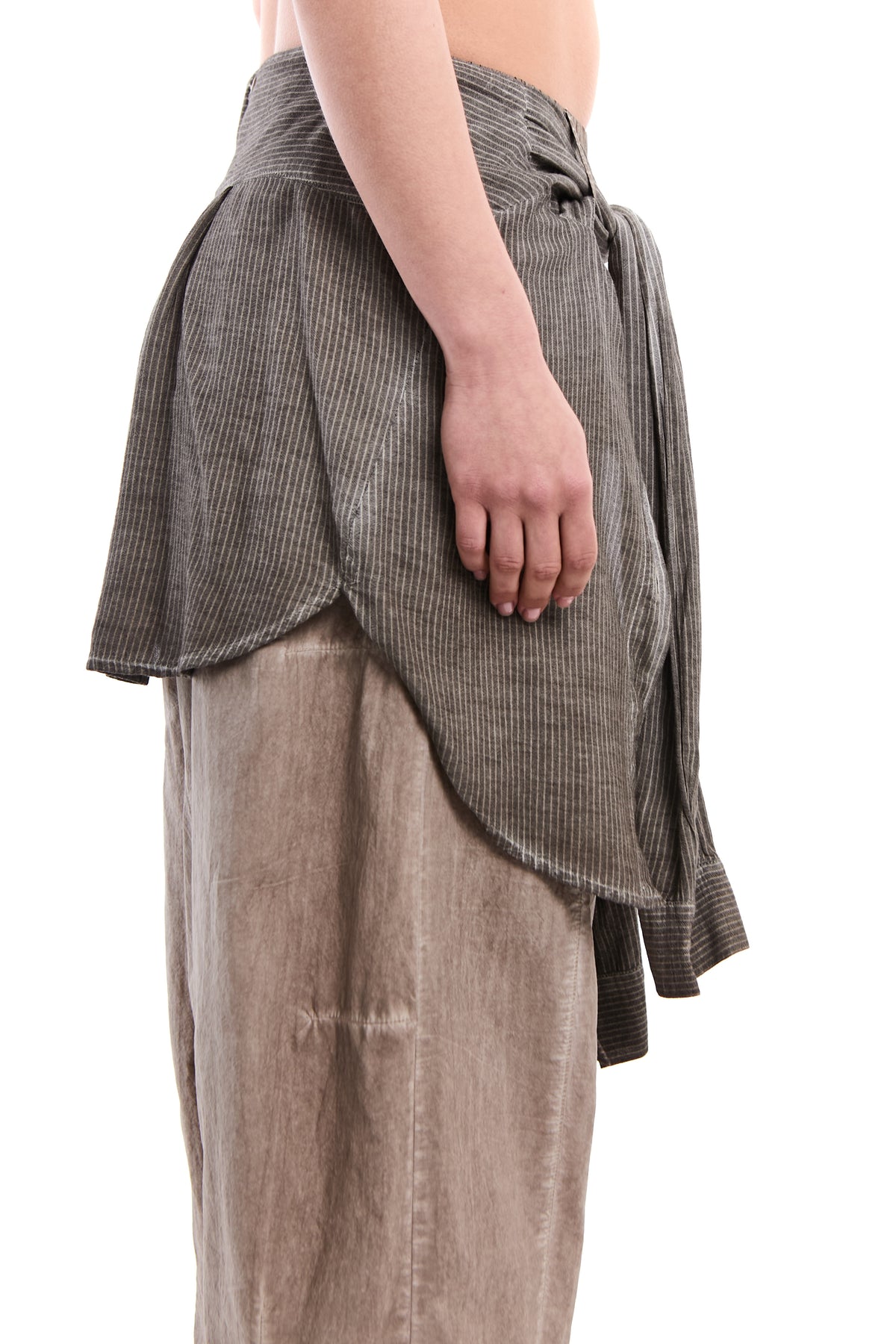 SAND OLD DYE DETACHABLE SHIRT-PANEL CRINKLE PANTS