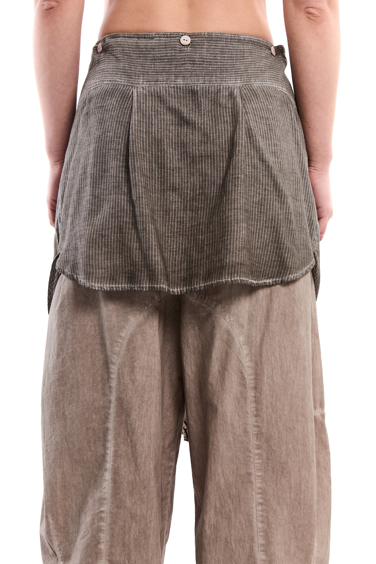 SAND OLD DYE DETACHABLE SHIRT-PANEL CRINKLE PANTS