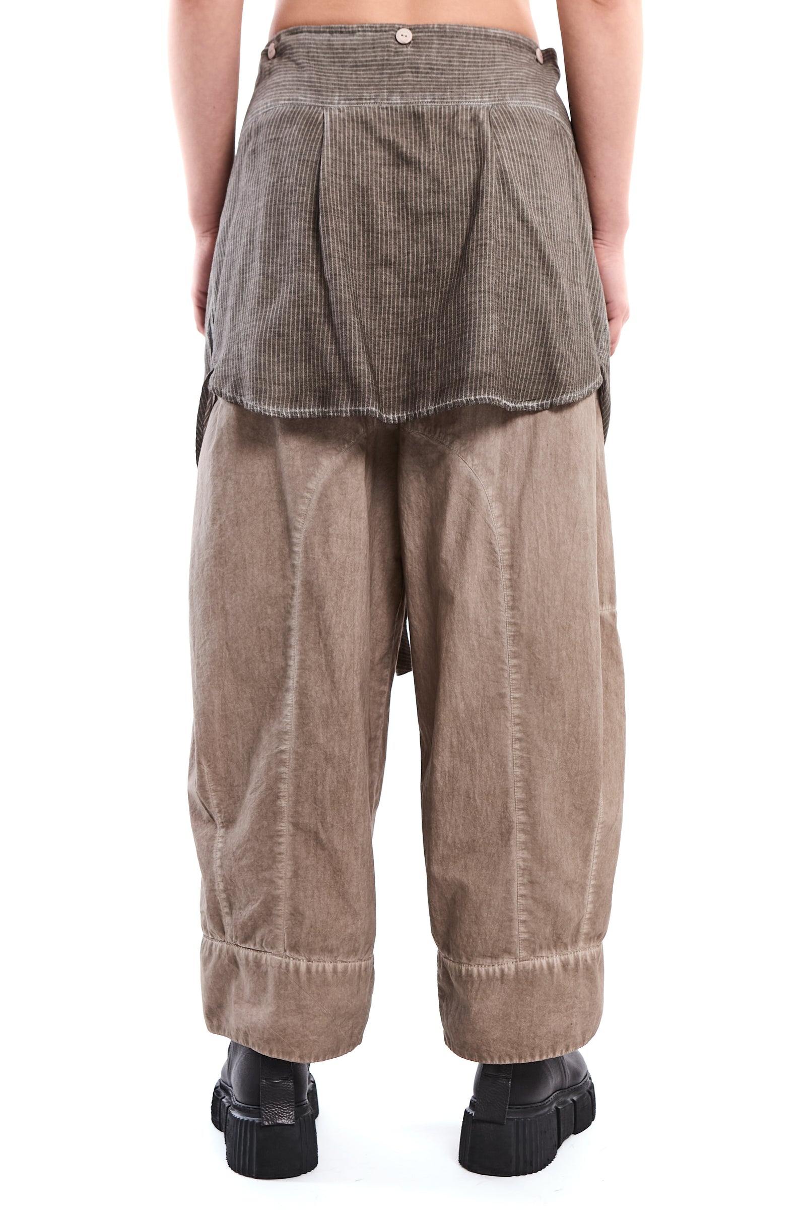 SAND OLD DYE DETACHABLE SHIRT-PANEL CRINKLE PANTS