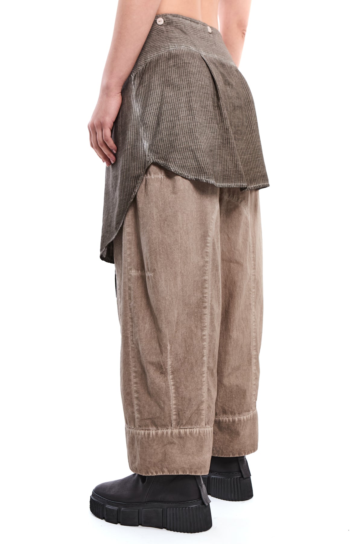 SAND OLD DYE DETACHABLE SHIRT-PANEL CRINKLE PANTS