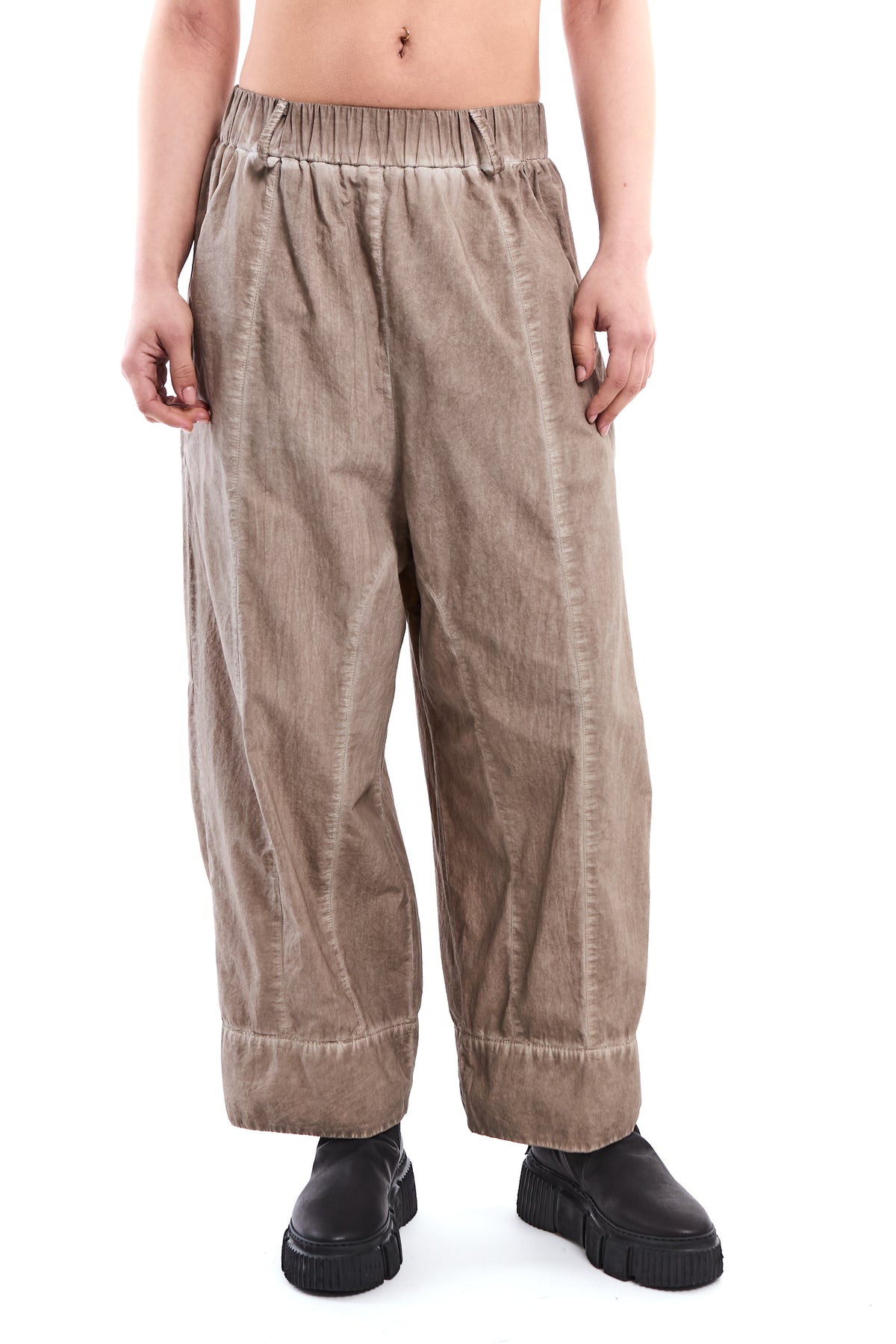 SAND OLD DYE DETACHABLE SHIRT-PANEL CRINKLE PANTS