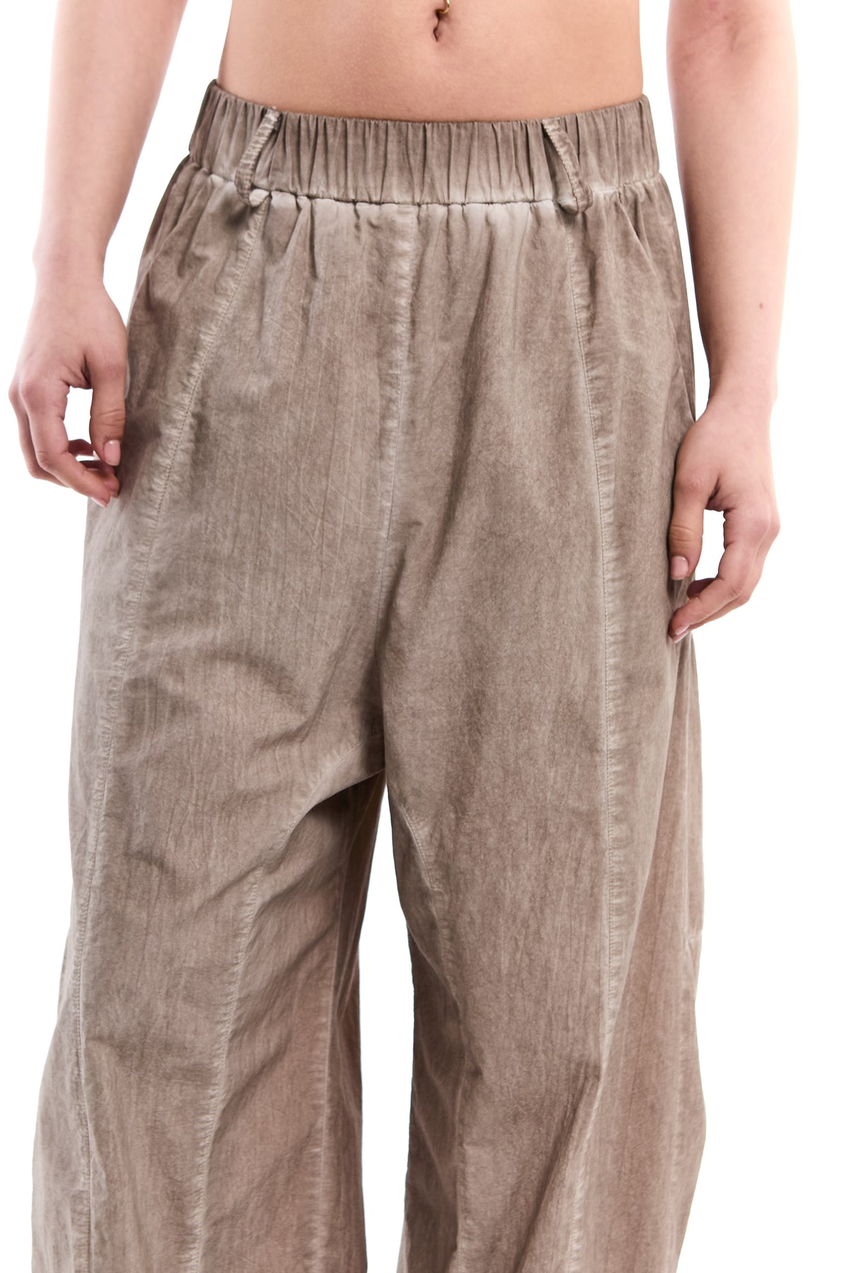 SAND OLD DYE DETACHABLE SHIRT-PANEL CRINKLE PANTS