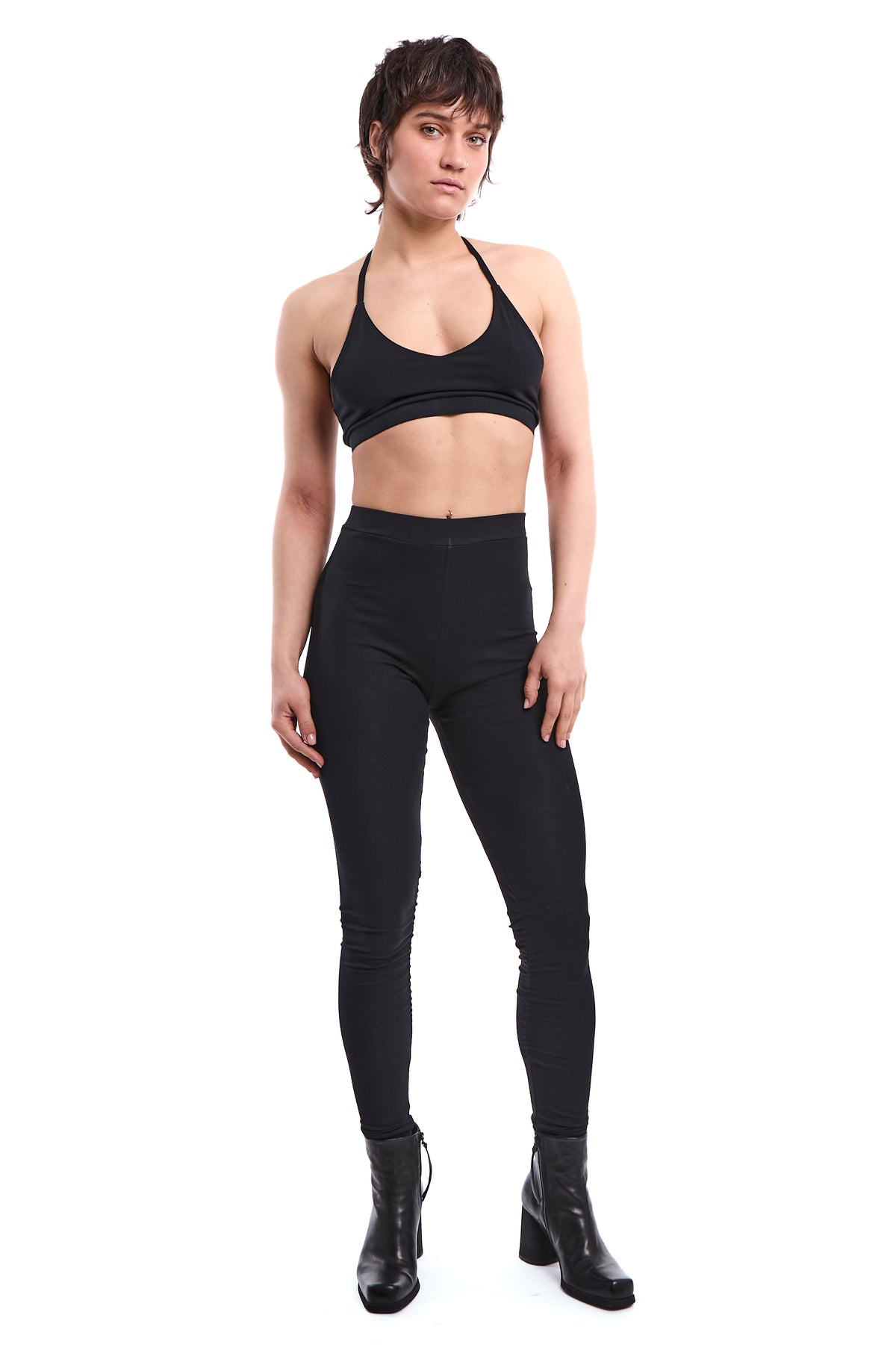 RUCHING RIBBED JERSEY LEGGINGS