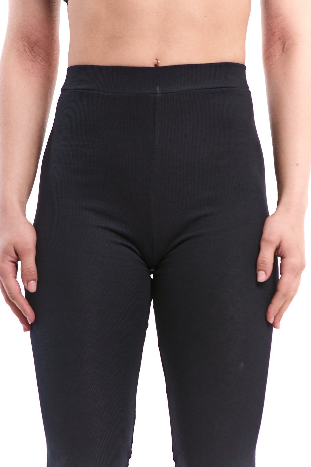 RUCHING RIBBED JERSEY LEGGINGS