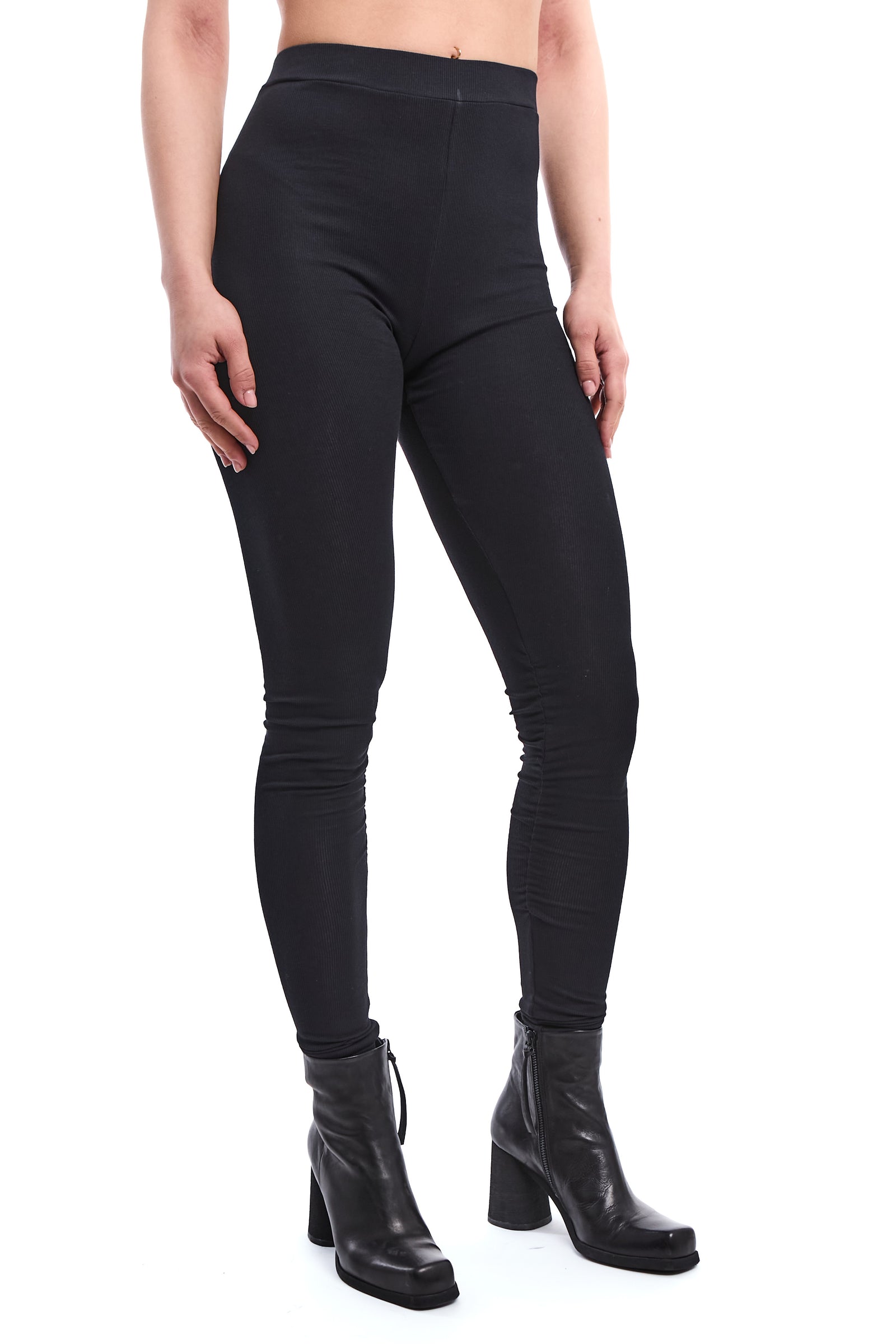 RUCHING RIBBED JERSEY LEGGINGS