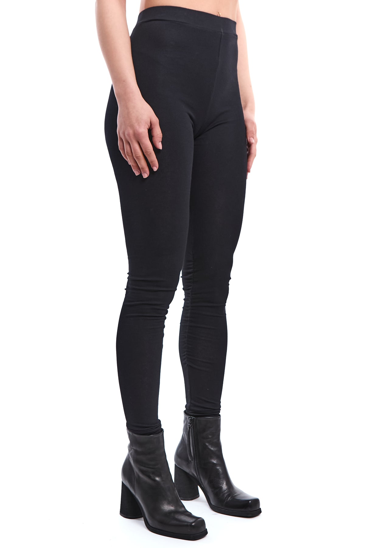RUCHING RIBBED JERSEY LEGGINGS