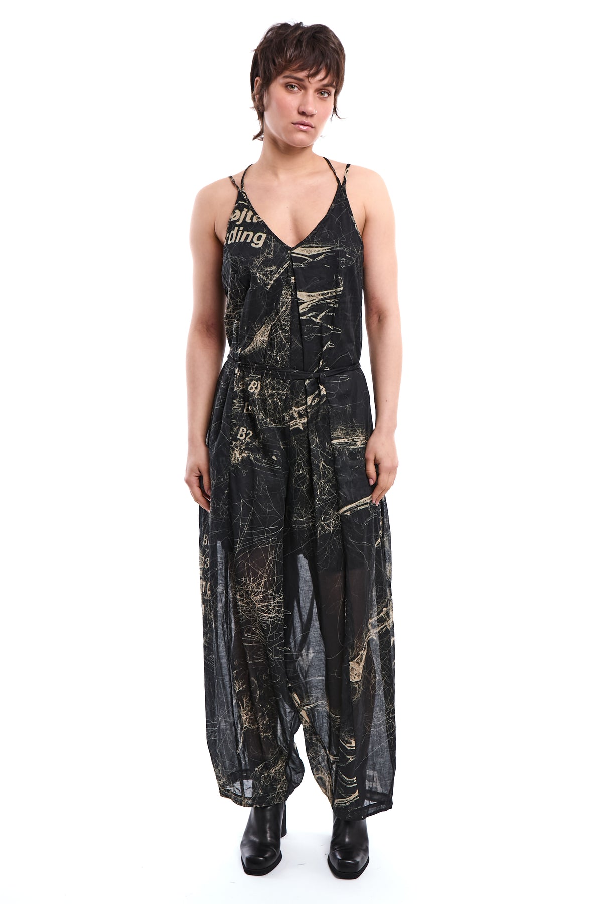 PRINTED DOUBLE-LAYER ADJUSTABLE JUMPSUIT