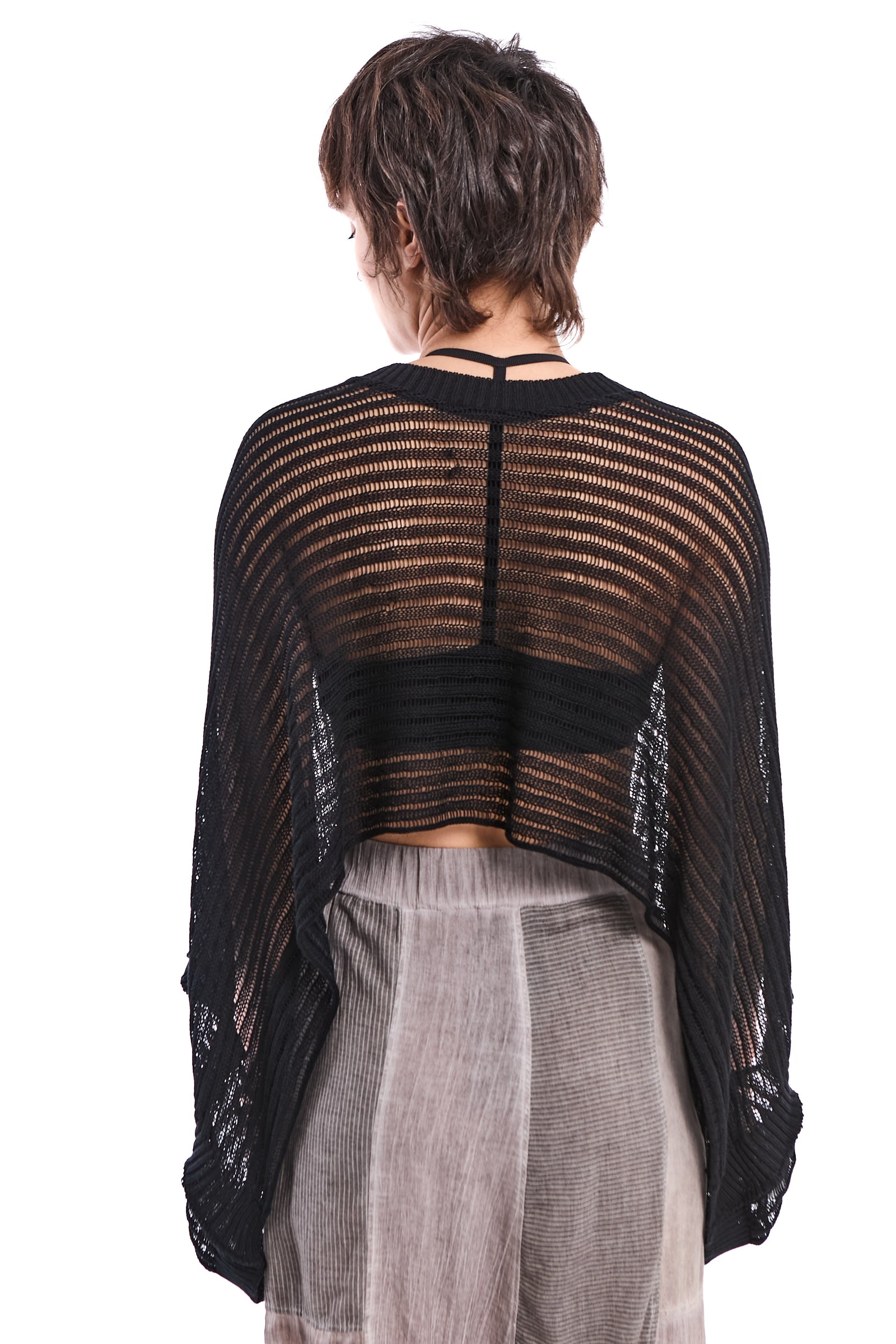 BLACK LOOSE-KNIT OVERSIZED COTTON SWEATER